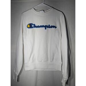 Champion reverse weave Blue And Yellow‎ Logo sweatshirt XS